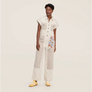 Woolrich x Target Womens Western Jumpsuit Short Sleeve Cream Size 6 NWT